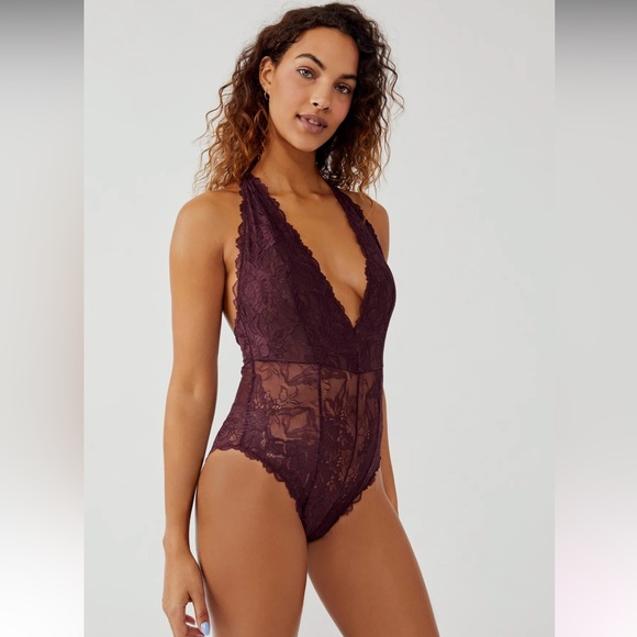 Free People Everyday Lace Bodysuit - plum - XS - Picture 1 of 8